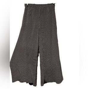 Badgley Mischka Navy Wide Leg Palazzo Pants Size 6 Polka Dot